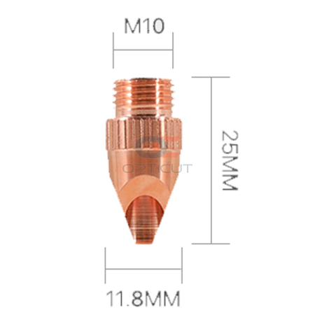 Cопло для лазерной сварки L=25 мм M10x1 (Внутренний угол)